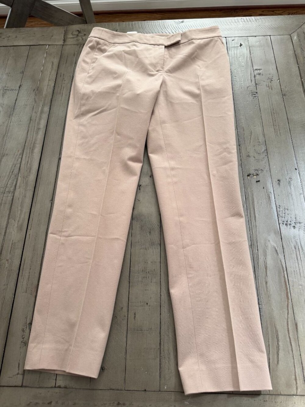 AKRIS Punto Stretch Cotton Tailored Straight Ankle Trouser Pants Beige Size 4